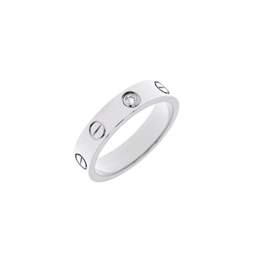 カルティエ ミニラブリング 1Pダイヤ #48 シルバー K18ホワイトゴールド WG レディース ジュエリー 【中古】【jewelry】