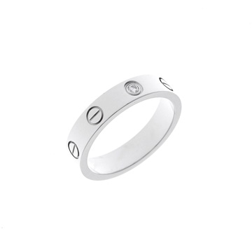 カルティエ ミニラブリング 1Pダイヤ #50 シルバー K18ホワイトゴールド WG レディース ジュエリー 【中古】【jewelry】