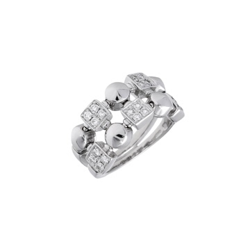 ブルガリ ルチアリング 2ロウ #10 シルバー K18ホワイトゴールド WG レディース ジュエリー 【中古】【jewelry】