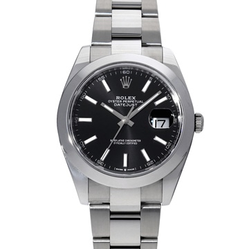 ロレックス デイトジャスト 41 126300 ブラック メンズ 時計 【中古】【wristwatch】
