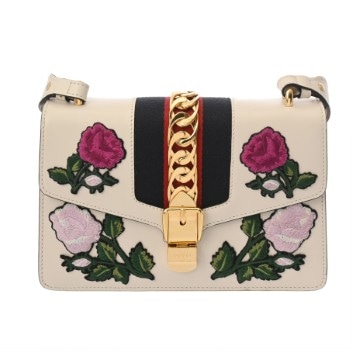 グッチ シルヴィ ホワイト 421882 カーフ レディース バッグ 【中古】【bag】