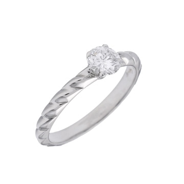 ショーメ トルサード リング 一粒ダイヤ #9 シルバー Pt950プラチナ レディース ジュエリー 【中古】【jewelry】