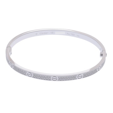 カルティエ ラブブレスレット SM #16 フルパヴェ シルバー K18ホワイトゴールド WG レディース ジュエリー 【中古】【jewelry】