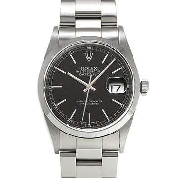 ロレックス デイトジャスト 16200 ブラック メンズ 時計 【中古】【wristwatch】