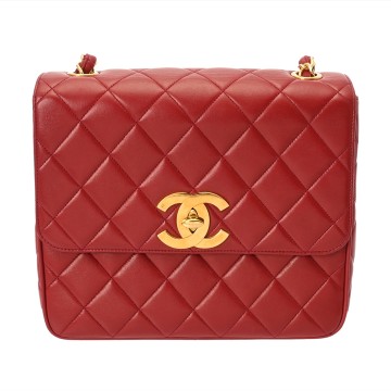 シャネル マトラッセ チェーンショルダー レッド ラムスキン レディース バッグ 【中古】【bag】