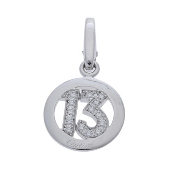 カルティエ No.13 チャーム パヴェ シルバー B3029000 K18ホワイトゴールド WG レディース ジュエリー 【中古】【jewelry】