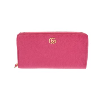 グッチ ダブルG ジップアラウンドウォレット ピンク 456117 584046 レザー レディース 財布 【中古】【purse】