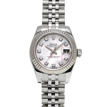ロレックス デイトジャスト  179174NG ピンクシェル/ダイヤモンド レディース 時計 【中古】【wristwatch】