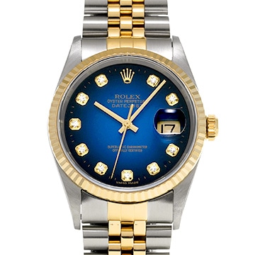 ロレックス デイトジャスト 16233G ブルー・グラデーション/ダイヤモンド メンズ 時計 【中古】【wristwatch】
