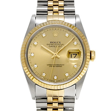 ロレックス デイトジャスト 36 16233G シャンパン/ダイヤモンド メンズ 時計 【中古】【wristwatch】