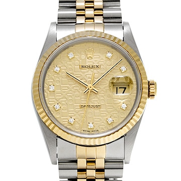 ロレックス デイトジャスト 16233G シャンパンコンピュータ/ダイヤモンド メンズ 時計 【中古】【wristwatch】