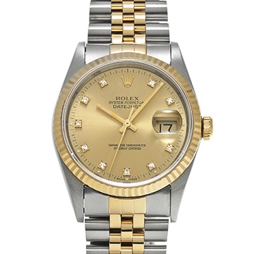 ロレックス デイトジャスト 36 16233G シャンパン/ダイヤモンド メンズ 時計 【中古】【wristwatch】