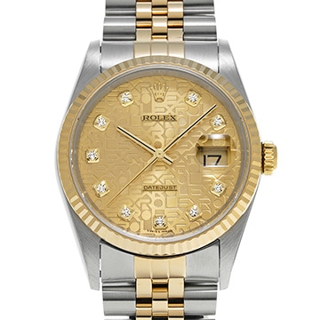 ロレックス デイトジャスト 16233G シャンパンコンピュータ/ダイヤモンド メンズ 時計 【中古】【wristwatch】