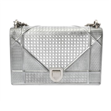 ディオール ディオラマ チェーンショルダー シルバー パテントレザー レディース バッグ 【中古】【bag】