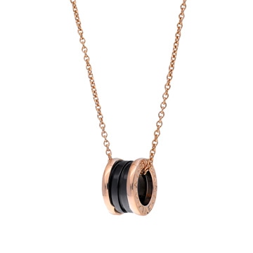 ブルガリ B-ZERO1 ネックレス ゴールド K18ピンクゴールド PG/ブラックセラミック レディース ジュエリー 【中古】【jewelry】