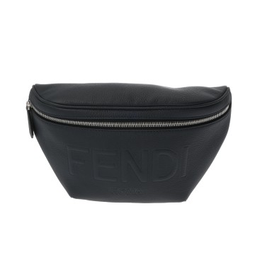 フェンディ ロゴ ネイビー 7VA562 レザー レディース バッグ 【中古】【bag】