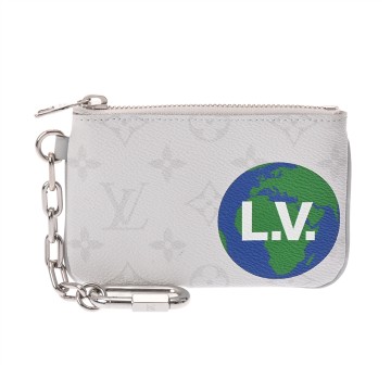 セリーヌ モノグラム ジップド ポーチ PM ホワイト M67809 モノグラムキャンバス レディース 財布 【中古】【purse】