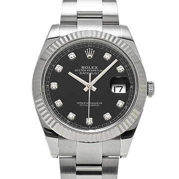 ロレックス デイトジャスト 41 126334G ブライトブラック/ダイヤモンド メンズ 時計 【中古】【wristwatch】