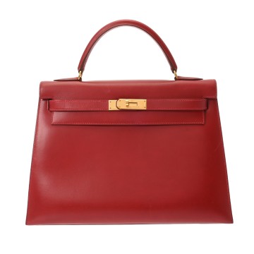 エルメス ケリー 32 外縫い ルージュヴィフ ボックスカーフ レディース バッグ 【中古】【bag】
