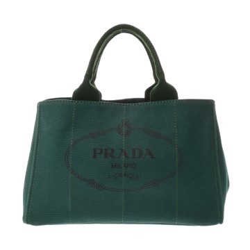 プラダ カナパトート グリーン BN2642 キャンバス レディース バッグ 【中古】【bag】