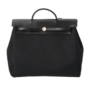 エルメス エールバッグ MM  ブラック トワルオフィシェ/ヴァッシュハンター ユニセックス バッグ 【中古】【bag】