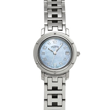 エルメス クリッパー ナクレ CL4.210 ブルーシェル レディース 時計 【中古】【wristwatch】