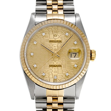 ロレックス デイトジャスト 36 16233G シャンパンコンピュータ/ダイヤモンド メンズ 時計 【中古】【wristwatch】