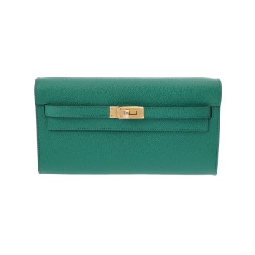 エルメス ケリーウォレットロングトゥーゴー ヴェールジェイド ヴォーエプソン レディース 財布 【新品】【purse】