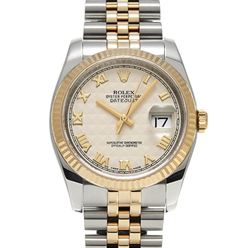 ロレックス デイトジャスト 116233 アイボリーピラミッド メンズ 時計 【中古】【wristwatch】