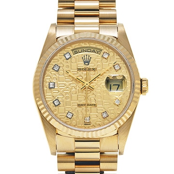ロレックス デイデイト 18238G シャンパンコンピュータ/ダイヤモンド メンズ 時計 【中古】【wristwatch】