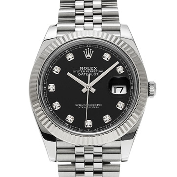 ロレックス デイトジャスト 41 126334G ブライトブラック/ダイヤモンド メンズ 時計 【中古】【wristwatch】