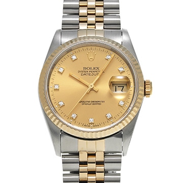 ロレックス デイトジャスト 16233G シャンパン/ダイヤモンド メンズ 時計 【中古】【wristwatch】