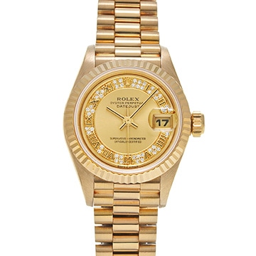 ロレックス デイトジャスト 69178G シャンパン/ミリヤードダイヤモンド レディース 時計 【中古】【wristwatch】