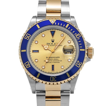 ロレックス サブマリーナ デイト 16613SG シャンパン/サファイア/ダイヤモンド メンズ 時計 【中古】【wristwatch】
