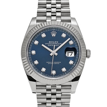 ロレックス デイトジャスト 41 126334G ブライトブルー/ダイヤモンド メンズ 時計 【中古】【wristwatch】