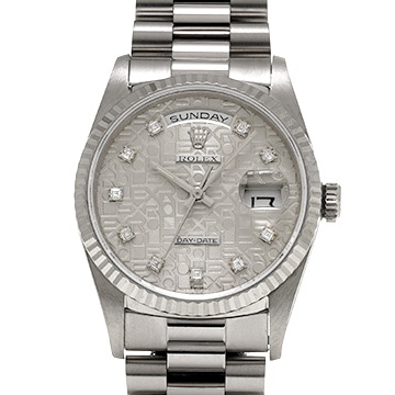 ロレックス デイデイト 18239A シルバーコンピュータ/ダイヤモンド メンズ 時計 【中古】【wristwatch】
