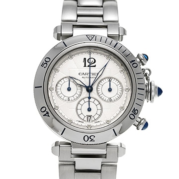 カルティエ パシャ ドゥ カルティエ クロノグラフ 38mm W31030H3 シルバー メンズ 時計 【中古】【wristwatch】