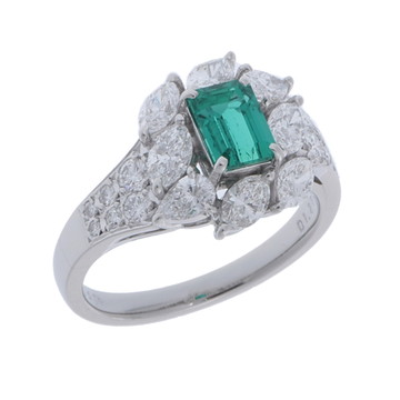 ミキモト エメラルドリング 0.74ct シルバー Pt950プラチナ レディース ジュエリー 【中古】【jewelry】