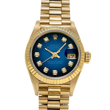 ロレックス デイトジャスト 69178G ブルー・グラデーション/ダイヤモンド レディース 時計 【中古】【wristwatch】