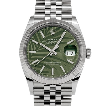 ロレックス デイトジャスト 36 126234 オリーブグリーン パームモチーフ メンズ 時計 【中古】【wristwatch】