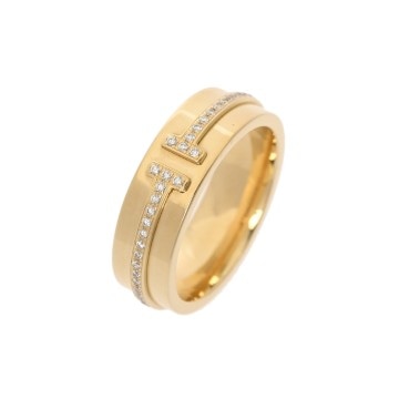 ティファニー TTWOワイド リング #7 ゴールド K18イエローゴールド YG レディース ジュエリー 【中古】【jewelry】