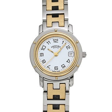 エルメス クリッパー CL4.220 ホワイト レディース 時計 【中古】【wristwatch】