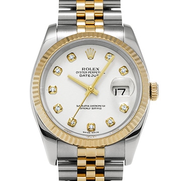 ロレックス デイトジャスト 116233G ホワイト/ダイヤモンド メンズ 時計 【中古】【wristwatch】