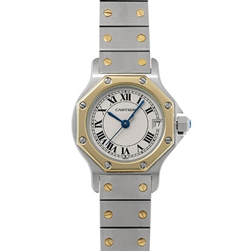 カルティエ サントス オクタゴン SM W2001683 アイボリー レディース 時計 【中古】【wristwatch】