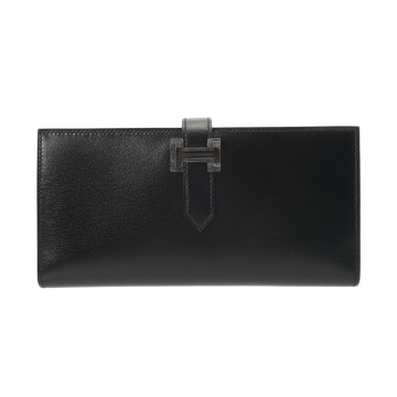 エルメス ベアン スフレ モノクローム ブラック ボックスカーフ ユニセックス 財布 【未使用】【purse】