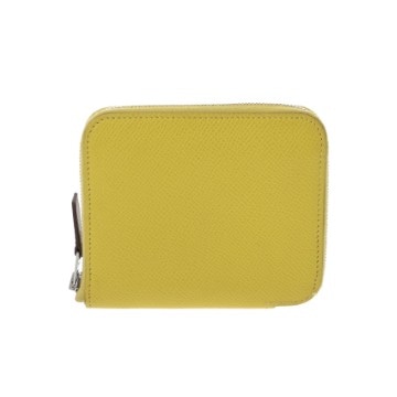 エルメス アザップ コンパクト シルクイン ライム ヴォーエプソン レディース 財布 【中古】【purse】