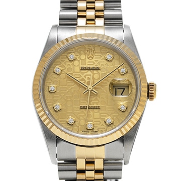 ロレックス デイトジャスト 16233G シャンパンコンピュータ/ダイヤモンド メンズ 時計 【中古】【wristwatch】
