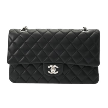 シャネル マトラッセ Wフラップ チェーンショルダー 25 ブラック A01112 ラムスキン レディース バッグ 【中古】【bag】