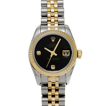 ロレックス デイトジャスト 179173 2BR ブラック/ダイヤモンド レディース 時計 【中古】【wristwatch】