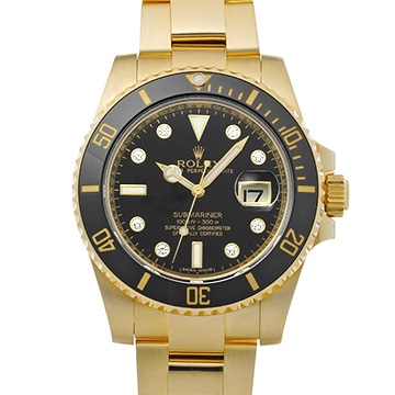 ロレックス サブマリーナ デイト 116618GLN ブラック/ダイヤモンド メンズ 時計 【中古】【wristwatch】